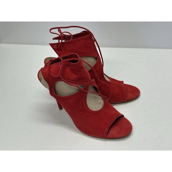 Aquazzura Tequila Crystal Ankle-strap Cocktail Sandals in  Aquazzura Red Heels